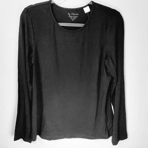 Chico’s Elegant Textured Neveah Knit Top Black Size 8